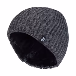 Heat Holders - Mens Fleece Lined Thermal Winter Knitted Beanie Hat - One Size, Charcoal