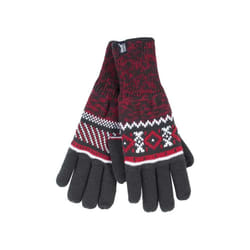 ) Heat Holders - Mens Patterned Knitted Fleece Lined Thermal Gloves - S-M, Charcoal (Karlstad