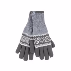 ) Heat Holders - Mens Patterned Knitted Fleece Lined Thermal Gloves - S-M, Grey (Karlstad