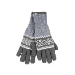 ) Heat Holders - Mens Patterned Knitted Fleece Lined Thermal Gloves - S-M, Grey (Karlstad