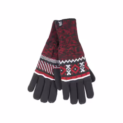 ) Heat Holders - Mens Patterned Knitted Fleece Lined Thermal Gloves - L-XL, Charcoal (Karlstad