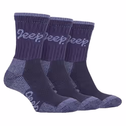 JEEP TERRAIN - 3 Pairs Cotton Walking Hiking Socks for Ladies - 4-8 UK, Lilac / Purple