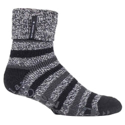 ) Mens Turnover Thermal Fleece Lined Bed Socks with Non Slip Grips - 6-11 UK, Black (Whittaker