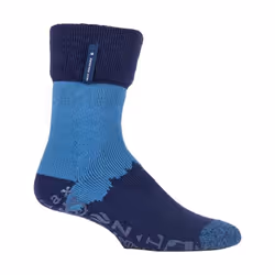 ) Mens Turnover Thermal Fleece Lined Bed Socks with Non Slip Grips - 6-11 UK, Navy Blue (Robin