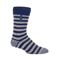 ) HEAT HOLDERS - Mens Warm Luxury Fleece Lined Lounge Bed Socks - 6-11 UK, Navy Stripe (Lumi
