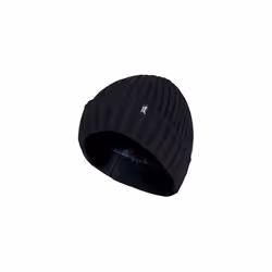 HEAT HOLDERS - Mens Ribbed Knit Fleece Lined Insulated Warm Turn Over Cuff Thermal Winter Beanie Hat (One Size, Black (TOR))