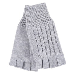 Heat Holders - Ladies Cable Knitted Winter Thermal Fingerless Gloves - Light Grey