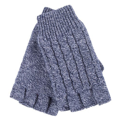 Heat Holders - Ladies Cable Knitted Winter Thermal Fingerless Gloves - Blue Marl