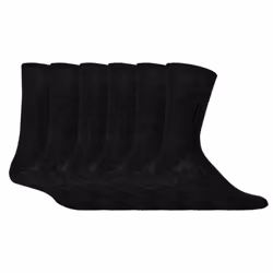 Mens 6 pack non elastic diabetic socks with hand linked toe seams - 12-14 UK, Black