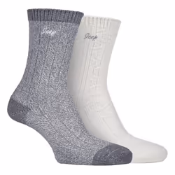 JEEP LADIES 2 PACK SUPERSOFT RIB BOOT SOCKS - 4-8, Slate / Cream