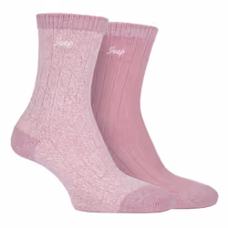 JEEP LADIES 2 PACK SUPERSOFT RIB BOOT SOCKS - 4-8, Rose / Cream