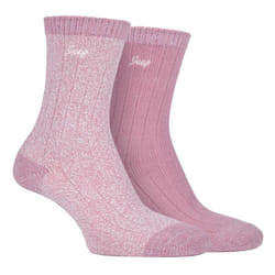 JEEP LADIES 2 PACK SUPERSOFT RIB BOOT SOCKS - 4-8, Rose / Cream