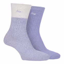 JEEP LADIES 2 PACK SUPERSOFT RIB BOOT SOCKS - 4-8, Cream / Lilac