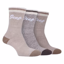 JEEP - 3 Pairs Ladies Performance Polyester Thick Hiking Boot Socks - 4-8, Tan / Coffee / Cream