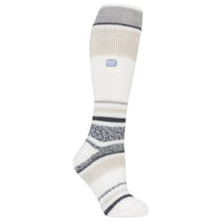 Heat Holders - Ladies Winter Striped Knee High Thermal Ski Socks - Cream Stripe