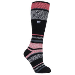 Heat Holders - Ladies Winter Striped Knee High Thermal Ski Socks - Black Stripe
