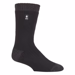 ) Heat Holders - Mens Original Thick Multicoloured Twist Thermal Socks - Black / Charcoal Heel & Toe (Berlin