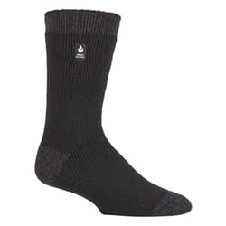 ) Heat Holders - Mens Original Thick Multicoloured Twist Thermal Socks - Black / Charcoal Heel & Toe (Berlin