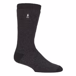 ) Heat Holders - Mens Original Thick Multicoloured Twist Thermal Socks - Charcoal / Mid Grey Heel & Toe (Berlin