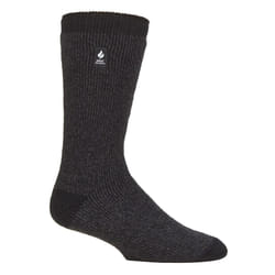 ) Heat Holders - Mens Original Thick Multicoloured Twist Thermal Socks - Charcoal / Mid Grey Heel & Toe (Berlin