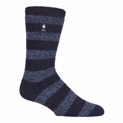 ) Heat Holders - Mens Original Thick Multicoloured Twist Thermal Socks - Navy / Denim (Palermo