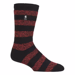 ) Heat Holders - Mens Original Thick Multicoloured Twist Thermal Socks - Black / Red (Palermo