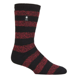 ) Heat Holders - Mens Original Thick Multicoloured Twist Thermal Socks - Black / Red (Palermo