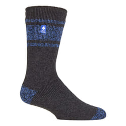 ) Heat Holders - Mens Original Thick Multicoloured Twist Thermal Socks - Charcoal / Blue (Athens