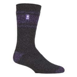 ) Heat Holders - Mens Original Thick Multicoloured Twist Thermal Socks - Charcoal / Purple (Athens