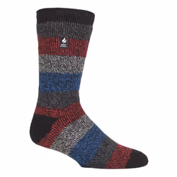 ) Heat Holders - Mens Original Thick Multicoloured Twist Thermal Socks - Black / Grey / Red (Milan