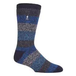 ) Heat Holders - Mens Original Thick Multicoloured Twist Thermal Socks - Navy Blue / Petrol (Milan