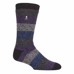 ) Heat Holders - Mens Original Thick Multicoloured Twist Thermal Socks - Black / Midnight Petrol (Milan