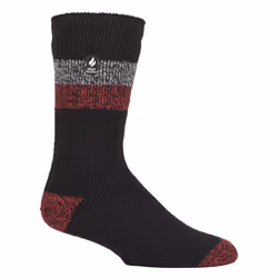 ) Heat Holders - Mens Original Thick Multicoloured Twist Thermal Socks - Black / Red (Berlin
