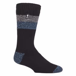 ) Heat Holders - Mens Original Thick Multicoloured Twist Thermal Socks - Black / Blue (Berlin