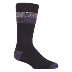 ) Heat Holders - Mens Original Thick Multicoloured Twist Thermal Socks - Black / Purple (Berlin