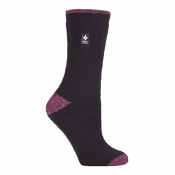 Heat Holders - Ladies Original Thick Multicoloured Twist Thermal Socks - Black / Berry H&T