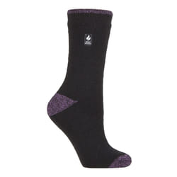 Heat Holders - Ladies Original Thick Multicoloured Twist Thermal Socks - Black / Purple H&T