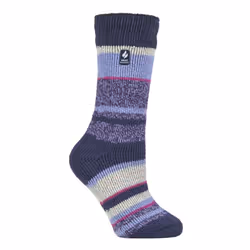 ) Heat Holders - Ladies Original Thick Multicoloured Twist Thermal Socks - Indigo Night (Provence