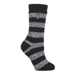) Heat Holders - Ladies Original Thick Multicoloured Twist Thermal Socks - Black / White (Chunky Stripe