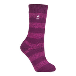 ) Heat Holders - Ladies Original Thick Multicoloured Twist Thermal Socks - Deep Fuchsia / Berry (Chunky Stripe