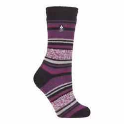 ) Heat Holders - Ladies Original Thick Multicoloured Twist Thermal Socks - Black (Barcelona