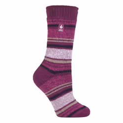 ) Heat Holders - Ladies Original Thick Multicoloured Twist Thermal Socks - Deep Fuchsia (Barcelona