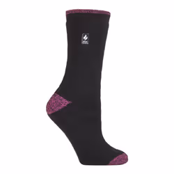 ) Heat Holders Lite - Ladies Lightweight Casual Winter Thermal Socks - Black / Berry H&T (Tenerife