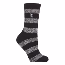 ) Heat Holders Lite - Ladies Lightweight Casual Winter Thermal Socks - Black / White (Bologna