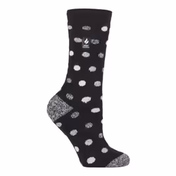 ) Heat Holders Lite - Ladies Lightweight Casual Winter Thermal Socks - Black / White (Malaga
