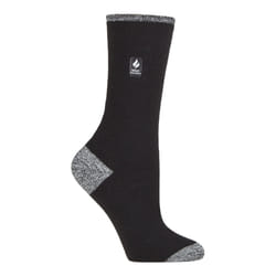 ) Heat Holders Ultra Lite - Ladies Thin Lightweight Casual Thermal Socks - Black / White (Oia