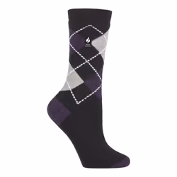 ) Heat Holders Ultra Lite - Ladies Thin Lightweight Casual Thermal Socks - Black / Purple (Valletta