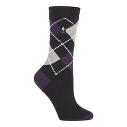 ) Heat Holders Ultra Lite - Ladies Thin Lightweight Casual Thermal Socks - Black / Purple (Valletta