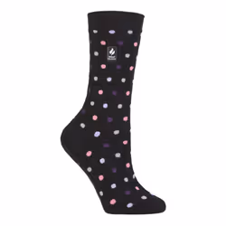 ) Heat Holders Ultra Lite - Ladies Thin Lightweight Casual Thermal Socks - Black / Purple (Nicosia