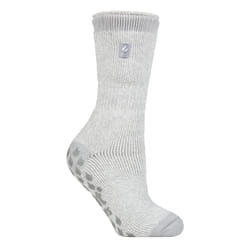 ) Heat Holders - Ladies Thick Winter Thermal Non Slip Slipper Socks - Silver Grey (Florence